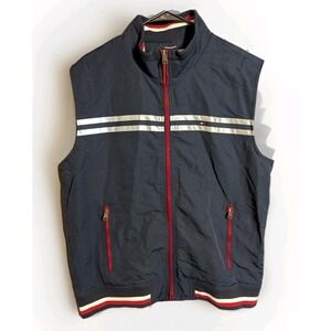 Tommy Hilfiger Y2K Athlete Vest L Navy Red White Athleisure Retro Nylon Zip